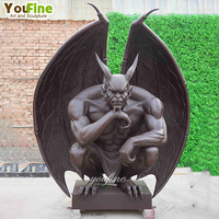 Statue de gargouille antique en bronze de monstre en métal de décor de jardin extérieur