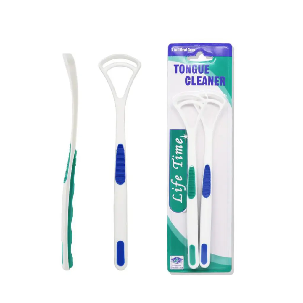 Toptan yüksek kalite diş bakımı en çok satan ucuz özel premium plastik 2 paket ora dil fırça kazıyıcı temizleyici