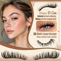 Faux cils en fibres PBT de haute qualité en gros, bande complète, effet naturel, cils individuels en grappe de qualité supérieure