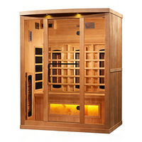 Sauna de infrarrojos de espectro completo de madera de hemlock canadiense para interiores y exteriores 2026, con luz roja, toallero y portavasos