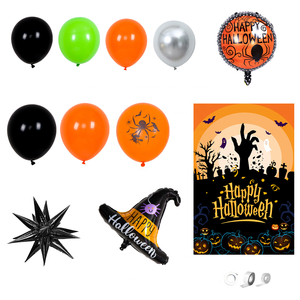 Nouvelle série Halloween : Ensemble de ballons de fête noirs et oranges, toile de fond et décorations à thème pour Halloween - Product Image 5