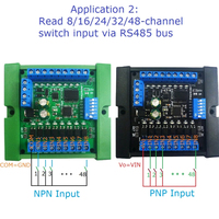 Carte d'extension d'E/S PLC RS485 Modbus RTU avec 32 entrées optiquement isolées NPN/PNP et 32 sorties relais à semi-conducteurs NPN 300 mA
