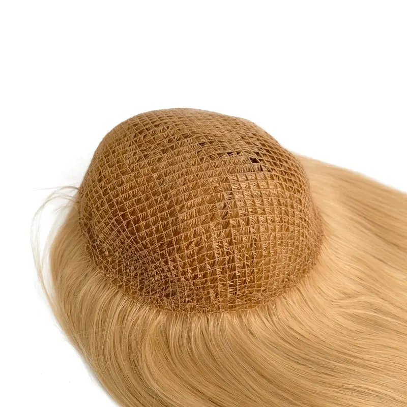 100% Brazilian Natural Human Virgin Hair Fishnet Hairpiece Topper Cap Integration Wigs