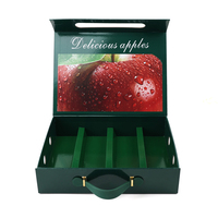 Magnet de luxe personnalisé Boîte-cadeau de fruits avec poignée en cuir boîtes d'emballage de pommes avec séparateur
