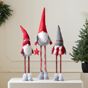 واقفة قابلة للسحب مصنوعة يدويًا محشوة لعيد الميلاد جنوم ثلج جلوس دمى قطيفة سويدية مع أرجل طويلة قبعة محبوكة - Product Image 4