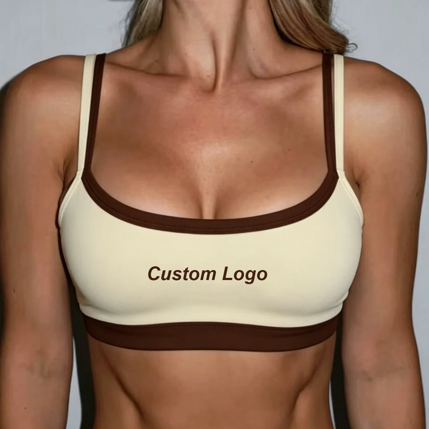OEM Activewear One Stop Factory Custom Logo High Support Scoop Neck Adjustable Double Layered Yoga Top Sport Bra Manufacturer