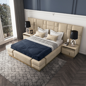 Sleeping <b>Bed</b> Big Headboard Bedroom Furniture Luxury Modern Double Ultra King Size Italian Genuine Leather <b>Bed</b> Genuine Leather Be - Product Image 4