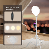 Mini panneau lumineux LED rond de 16 cm, lumière d'appoint pour la beauté, avec trépied de bureau ou de sol pour le streaming en direct et la photographie de portrait