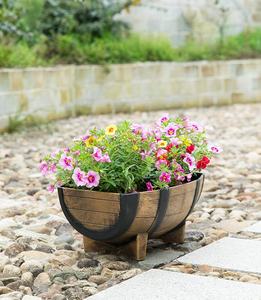Ensemble de 2 jardinières rustiques en plastique miniature pour l'extérieur, demi-tonneau de whisky, revêtement PE, nouveauté - Product Image 5