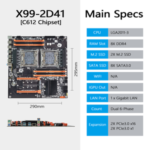 PANDL NEW X99-2D41 E-ATX 8X DDR4 ECC RAM Mainboard Set Dual Xeon 2696 V4 X99 <b>Motherboard</b> <b>Cpu</b> Kit Dual Xeon E5-2699 V4 High - Product Image 4