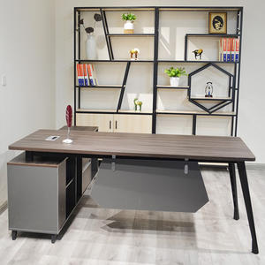 โต๊ะทำงานแบบ CEO กรอบโลหะแบบโมเดิร์นทำจากไม้รูปทรงเจ้านาย - Product Image 5