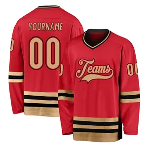 Custom Professional Quick Dry Youth Hockey Uniforms Competition Training Practice V Neck Red Ice Hockey Jersey