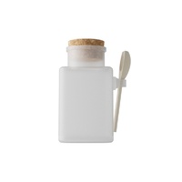 Bocaux carrés en plastique ABS mat avec couvercle en liège et cuillère en bois, contenants vides pour sels de bain, poudres et cosmétiques 100g 200g 300g