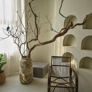 Moderno personalizzabile grande cavallo ubriaco rami secchi decorazione in legno giallo cipresso vero tronco albero morto pavimento paesaggio digitale - Product Image 1