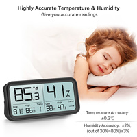 Termometer Higrometer Digital Dalam Ruangan Layar LCD Plastik ABS Antarmuka USB OEM/ODM Dapat Disesuaikan IP67 Tahan Air -9.9-70 2 Tahun Garansi