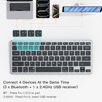 Nuevo Mini Teclado Portátil 3BT 1USB 2.4GHz Conexión Multidispositivo Tipo Tijera Teclas Recargables Retroiluminación RGB Panel Táctil