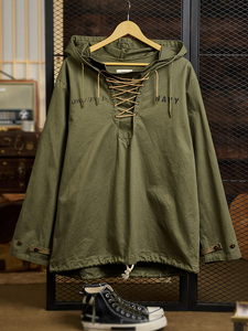 Sweat-shirt à capuche pour <span class=keywords><strong>homme</strong></span>, style rétro américain, inspiré de l'uniforme de pont de marine de la Seconde Guerre mondiale, coupe-vent, respirant, grande taille, inspiré de la marine américaine. - Product Image 3