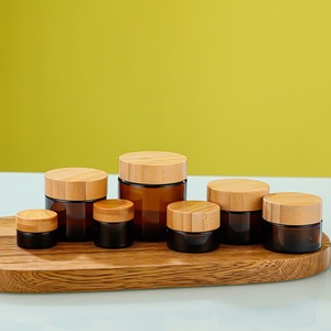 1oz 5g 10g 15g 20g 30g 50g 100g rỗng nến Jar hổ phách mỹ phẩm lọ thủy tinh mắt Mặt Kem Frosted Glass container nắp tre Nắp - Product Image 2