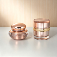Pot de crème cosmétique ovale de luxe en acrylique or rose 30g 50g avec couvercle à vis et bord perlé