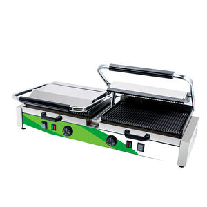 Prensa para <span class=keywords><strong>Panini</strong></span> Eléctrica de Doble Estación <span class=keywords><strong>Extra</strong></span> Larga Perfex PG-812D, Parrilla Comercial de Hierro Fundido Totalmente Acanalado de 4.4KW - Product Image 3