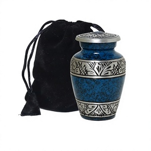 Mini urna de recuerdo azul para cenizas funerarias Hombres Mujeres-Urna de cremación pequeña grabada para cenizas humanas con bolsa de transporte de terciopelo gratis - Product Image 1