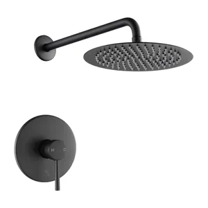 In Wall Wars cUPC Upc noir mat mur montage Rian douche baignoire bain robinets mitigeur ensemble Douche - Product Image 6