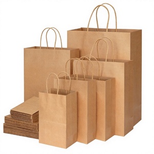 ถุงกระดาษคราฟท์สีน้ำตาลแบบกำหนดเอง ย่อยสลายได้ นำกลับมาใช้ใหม่ได้ พร้อมหูหิ้วแบบไดคัท สำหรับบรรจุภัณฑ์อาหาร มีสินค้าในสต็อก - Product Image 1