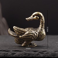 1 pièce Figurine de canard en laiton massif, créative, pour le thé, animal de bureau, canards en laiton rétro, artisanat, décoration, ornements