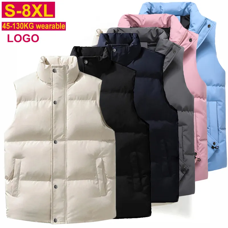 High quality tank top European size custom logo winter warm bubble tank top large sleeveless men's down effect jacket vest