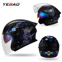 Casque Moto Jet Rabattable YEBAO Meilleure Vente ABS Double Écran Haute Résistance aux Chocs Certifié ECE CE Adulte