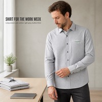 Chemise décontractée à manches longues pour homme, gris clair, avec poche poitrine et imprimé graphique, boutonnée