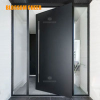 Cadre de porte de maison commerciale d'entrée de sécurité chinois moderne blindé en acier galvanisé avec verre d'impact creux en métal noir extérieur