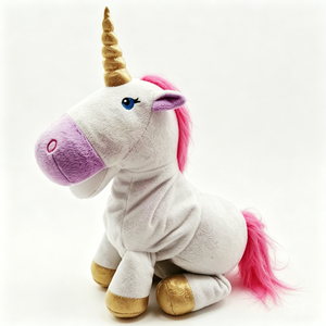 Juguete de Peluche Personalizado de Unicornio Blanco con Pelo Rosa y Cuerno Dorado de 31cm-50cm para Niños de 2 a 4 Años, Unisex, Animal de Peluche Suave - Product Image 1