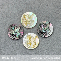 Perhiasan Mutiara Pola Unicorn Ukiran CNC Laris Manis, Cangkang Alami untuk Kalung & Gelang DIY