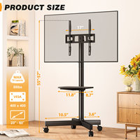 Troli TV Mobile Baja untuk TV 23"-60" / VESA Maksimal 400x400mm (40kg) dengan Roda 360° +8 hingga -2° Kemiringan, Alas Berbentuk X, Rak Penyimpanan