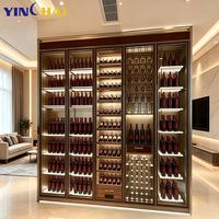 Armoire à vin moderne en acier inoxydable sur mesure, porte en verre trempé, meuble de rangement pour vin d'hôtel, armoire à vin pour salon