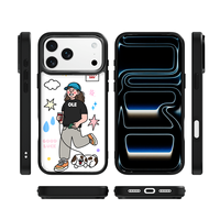 Coque de téléphone AG Feeling Black Edge avec motif doré quotidien pour iPhone 17, 17 Pro Max, 16 Pro, 15, 15 Pro Max – Coque magnétique