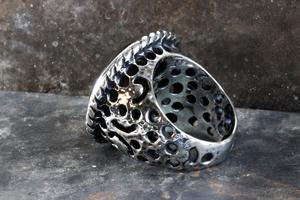 Anillo de Compromiso de Plata de Ley 925 con Ágata de Corte Ovalado Estilo Otomano Turco, Hecho a Mano, Chapado en Rodio, Engaste de Puntas, Estilo Vintage - Product Image 4