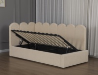 Lit de repos Queen moderne en velours rembourré avec rangement hydraulique et tête de lit festonnée, cadre de canapé-lit, vente en gros B2B vérifiée