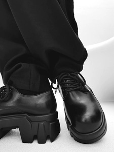 Fabricación de Zapatos de Vestir Personalizados Paris Gear con Suela Gruesa para Hombre, con Cordones, Negros, Punta Redonda, Plataforma de 8 cm, Unisex, Tipo Derby - Product Image 6