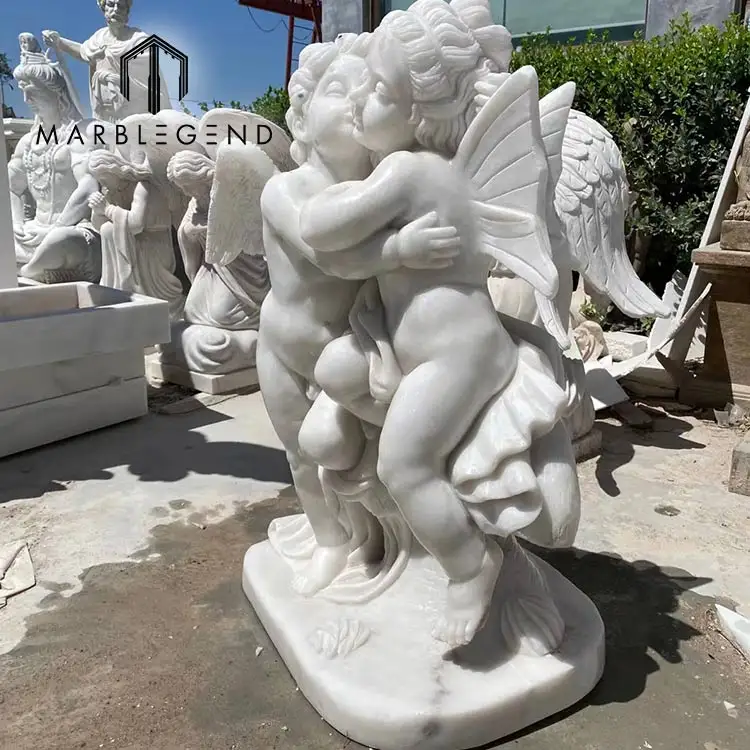 outdoor wholesale carving stone small angel garden statue