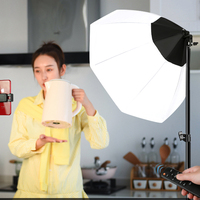 Kit d'éclairage complet Softbox octogonal de 70 cm, support de lumière réglable de 2 m, ampoule LED, boîtes à lumière pliables, ensemble d'éclairage doux pour la photographie