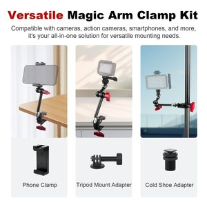 Mechrig Nhôm Siêu Kẹp Với 1/4 "Vít <span class=keywords><strong>9</strong></span>" Có Khớp Có Thể Điều Chỉnh Ma Thuật Cánh Tay Cho Đèn Flash/LED Ánh Sáng/Microphone/Hành Động Máy Ảnh - Product Image 2