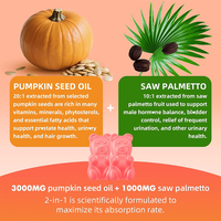 Complément alimentaire en gommes à la saveur de framboise sans sucre, marque privée, 4000 mg d'huile de graines de citrouille + Saw Palmetto, pour la croissance des cheveux et la santé de la peau