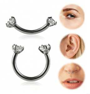 Anillo de Titanio F136 para Septum, Anillo de Nariz en Forma de Herradura con Circonita Cúbica 5A, Piercing Gótico para Ceja, Oreja y Cartílago, Estilo Punk Urbano - Product Image 1