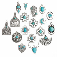 Nouveau Style bohème rétro breloques occidentales tête de taureau goutte d'eau vache Turquoise pendentifs pour la fabrication de bijoux accessoires