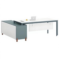 Bureau de direction moderne en L de luxe pour PDG, cadre supérieur, avec table de travail blanche et personnalisation de mobilier de bureau