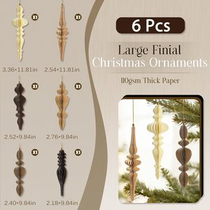 Lanterne Decorative Natalizie Vintage 3D a Nido d'Ape in Carta, Adatte per Albero di Natale, <span class=keywords><strong>Capodanno</strong></span>, Feste e <span class=keywords><strong>Casa</strong></span> - Product Image 3