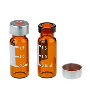 1.5ml crimp neck gc flat bottom amber glass vials for injection