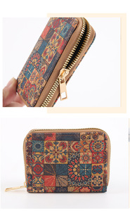 Porte-monnaie mini multicolore tendance en liège, motif floral rétro, style bohème ethnique, porte-cartes vintage – Meilleures ventes - Product Image 2